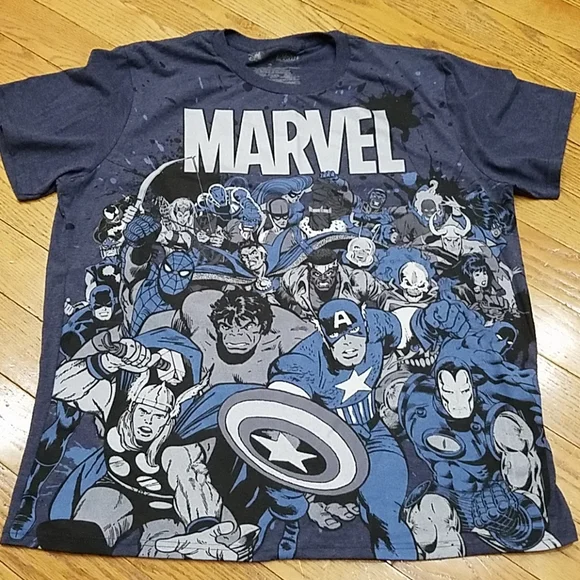 Mens 2XL Marvel Superhero T Shirt Black/Silver - Picture 1 of 4